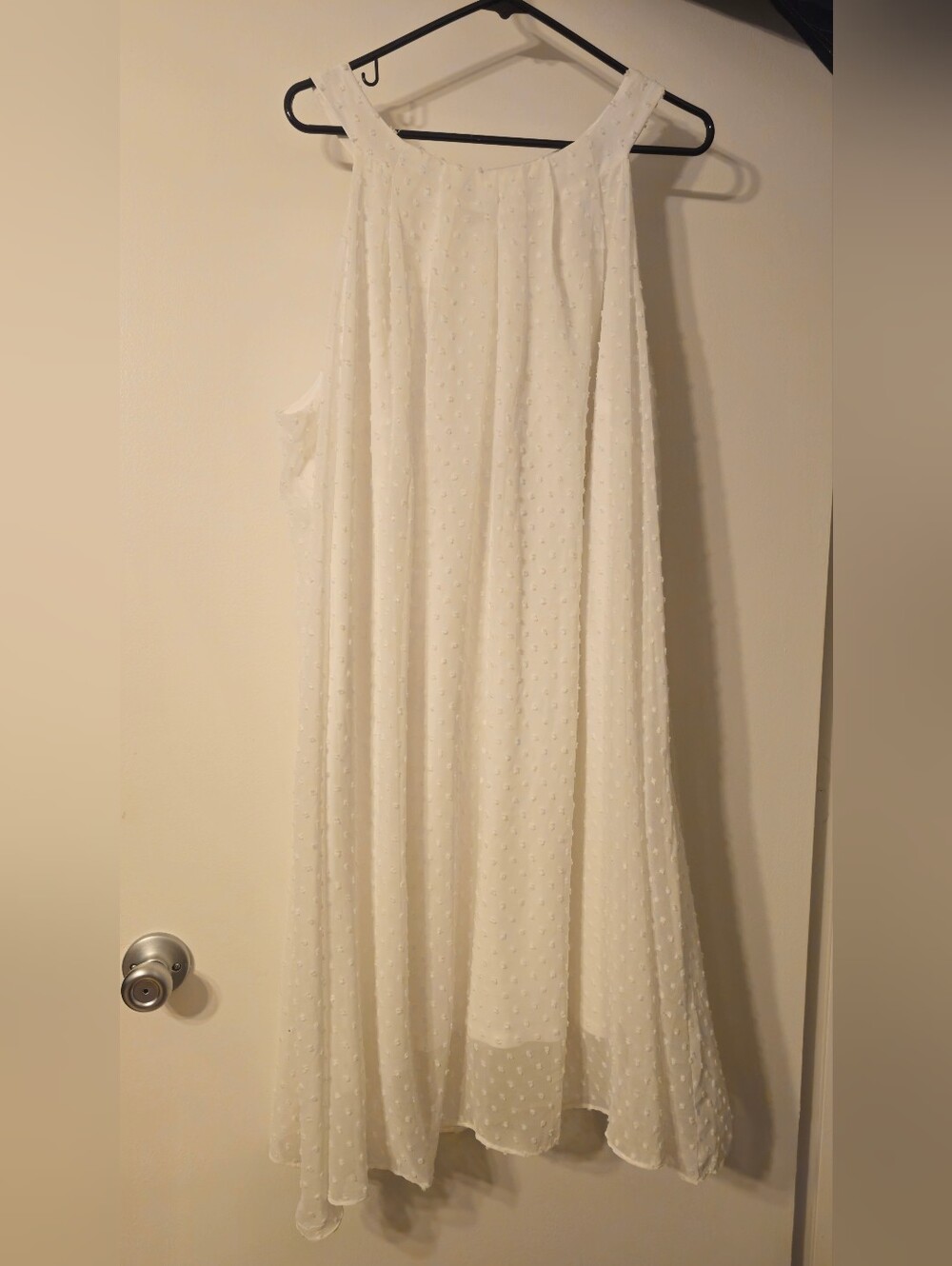 Women's White Swiss Dot Midi Dress
